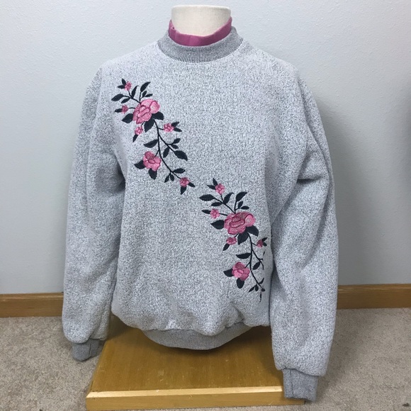 Vintage Sweaters - Vintage 80s floral grandma sweater turtleneck